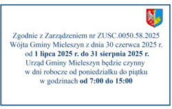 Zdjęcie do Informacja o godzinach otwarcia Urzędu Gminy...