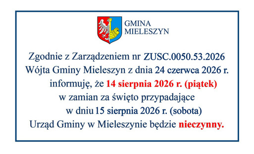 Zdjęcie do Informacja o dniu wolnym od pracy 14 sierpnia 2026 r. 